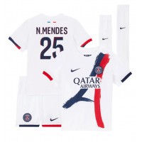 Echipament fotbal Paris Saint-Germain Nuno Mendes #25 Tricou Deplasare 2024-25 pentru copii maneca scurta (+ Pantaloni scurti)